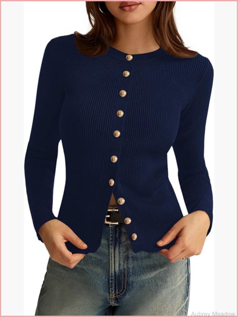 Lightweight Ribbed Knit Cardigan Sweater Long Sleeve Button Up